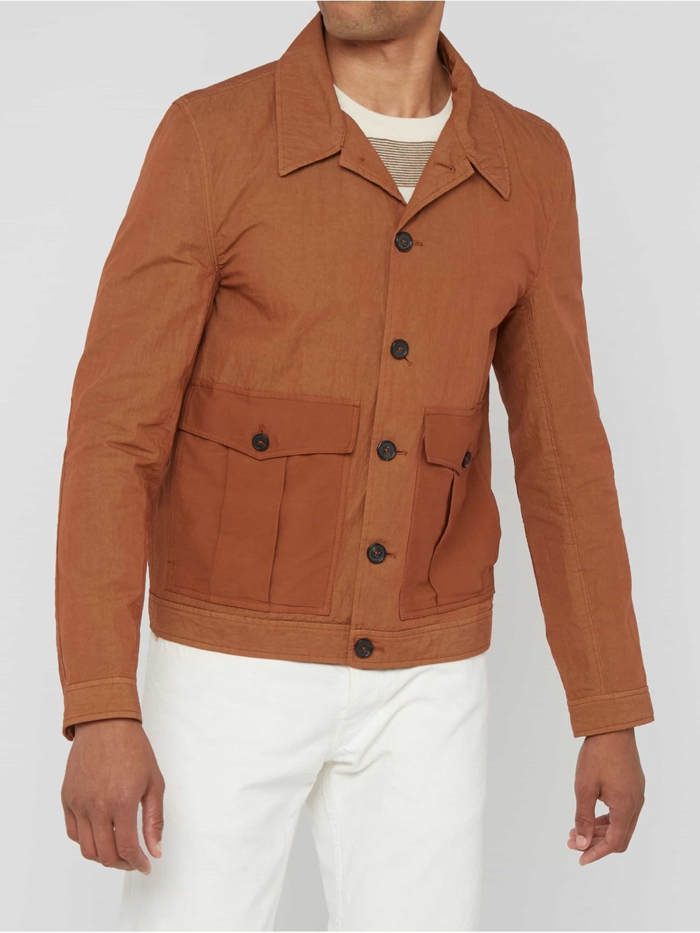 $550 NWT Billy Reid Jacket Men's L Brown Combo Corduroy Lightweight Shirt Red